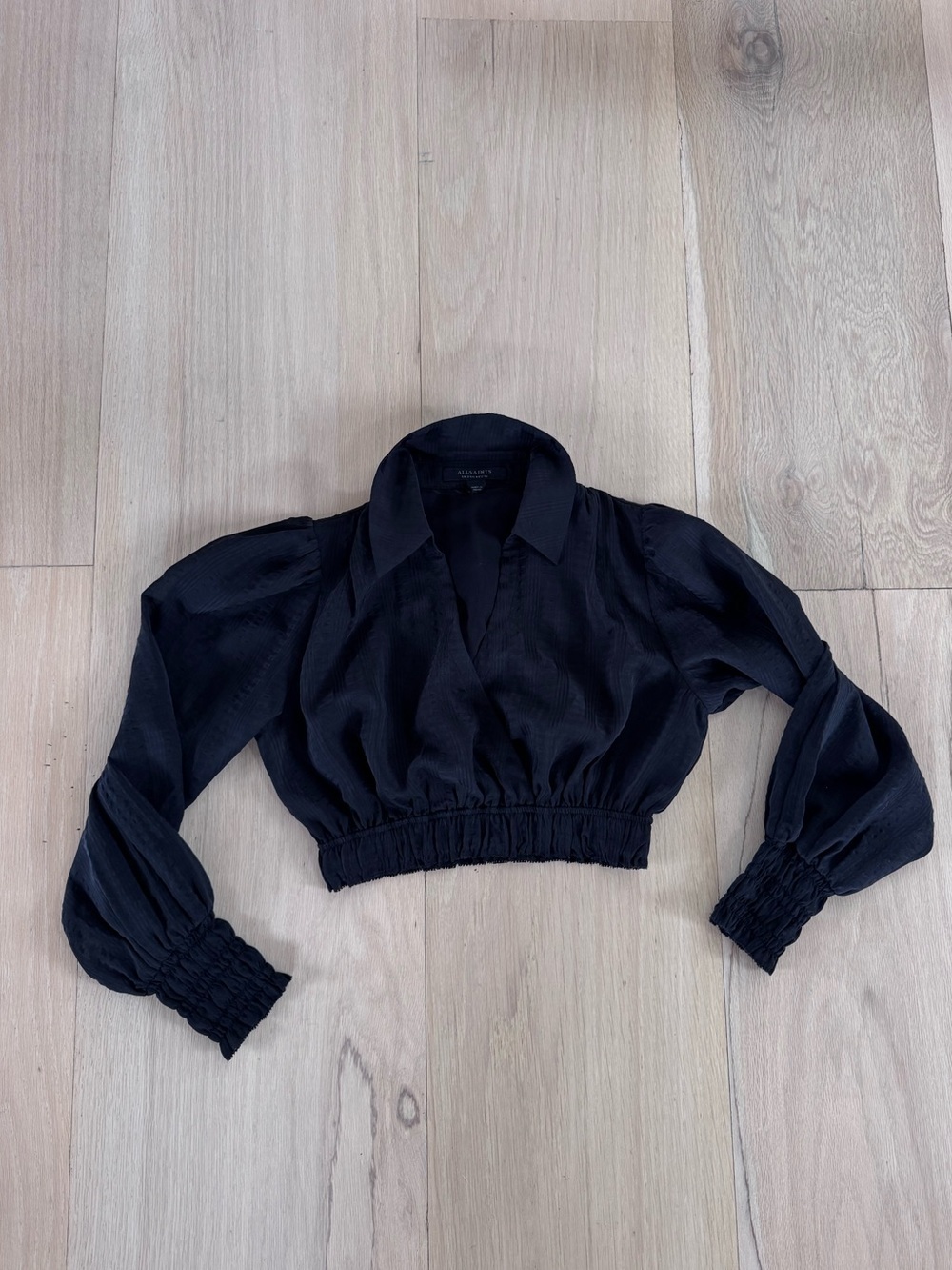 All Saints Black Cropped Blouse Size 4